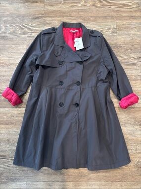GAP Women’s Double-Breasted Trench Coat with Pink Lining Women's Size XL NWT